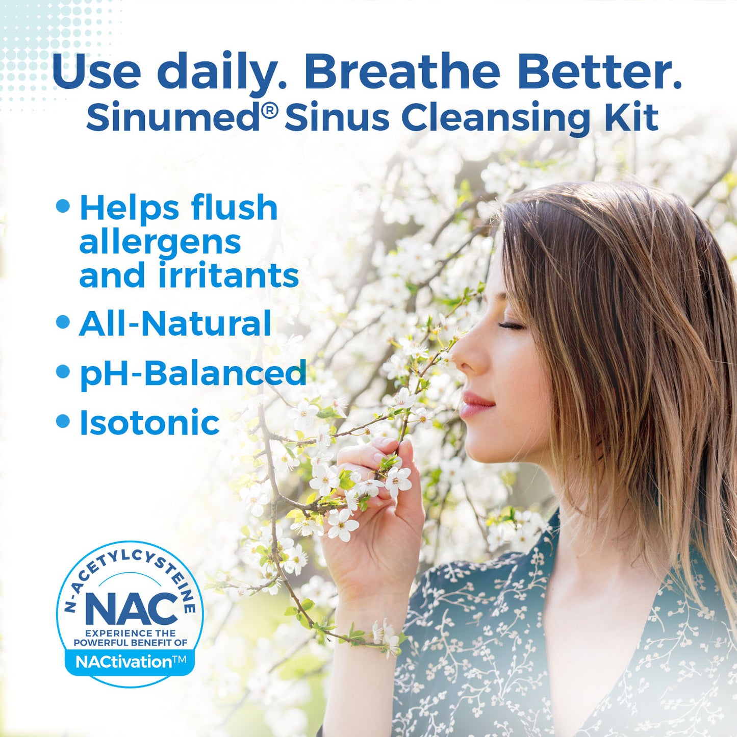 SinuMed Sinus Rinse, 20PK Nasal Rinse Packets with NAC and Saline, Gravity Rinse Bottle