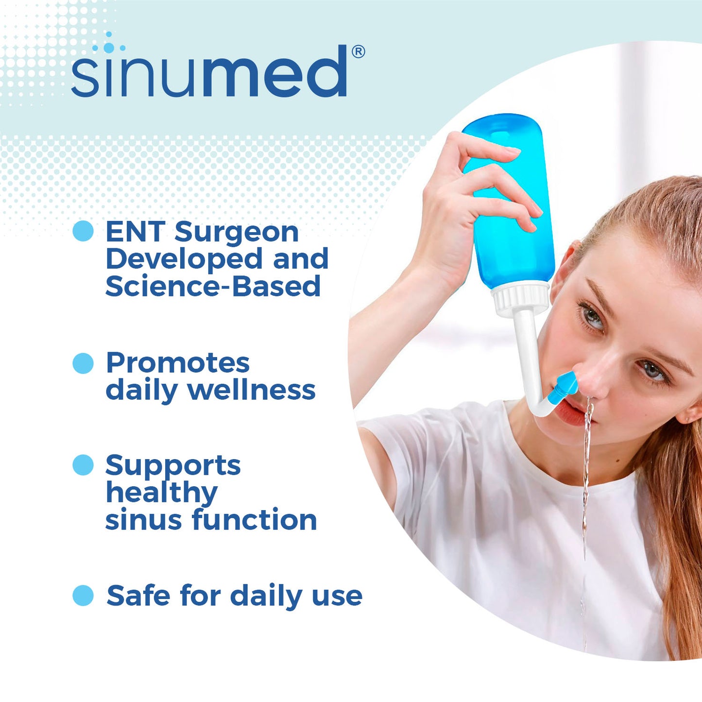 SinuMed Sinus Rinse, 20PK Nasal Rinse Packets with NAC and Saline, Gravity Rinse Bottle